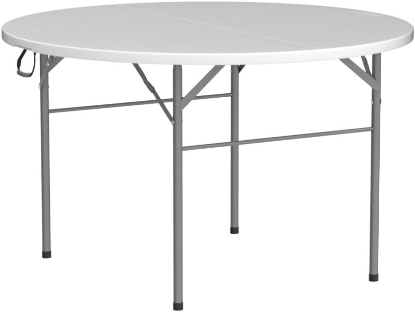 VINGLI 48" Round Bi-Folding Commercial Table, 4 Feet Portable Plastic Dining Card Table for Kitchen or Outdoor Party Wedding Event, 1-Pack