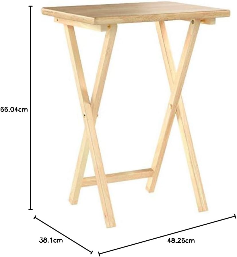 Amazon Basics Classic Foldable TV Dinner Tray Table with Storage Rack, 14.6 L x 19 W x 26 H inch, Natutral, 4-Pack