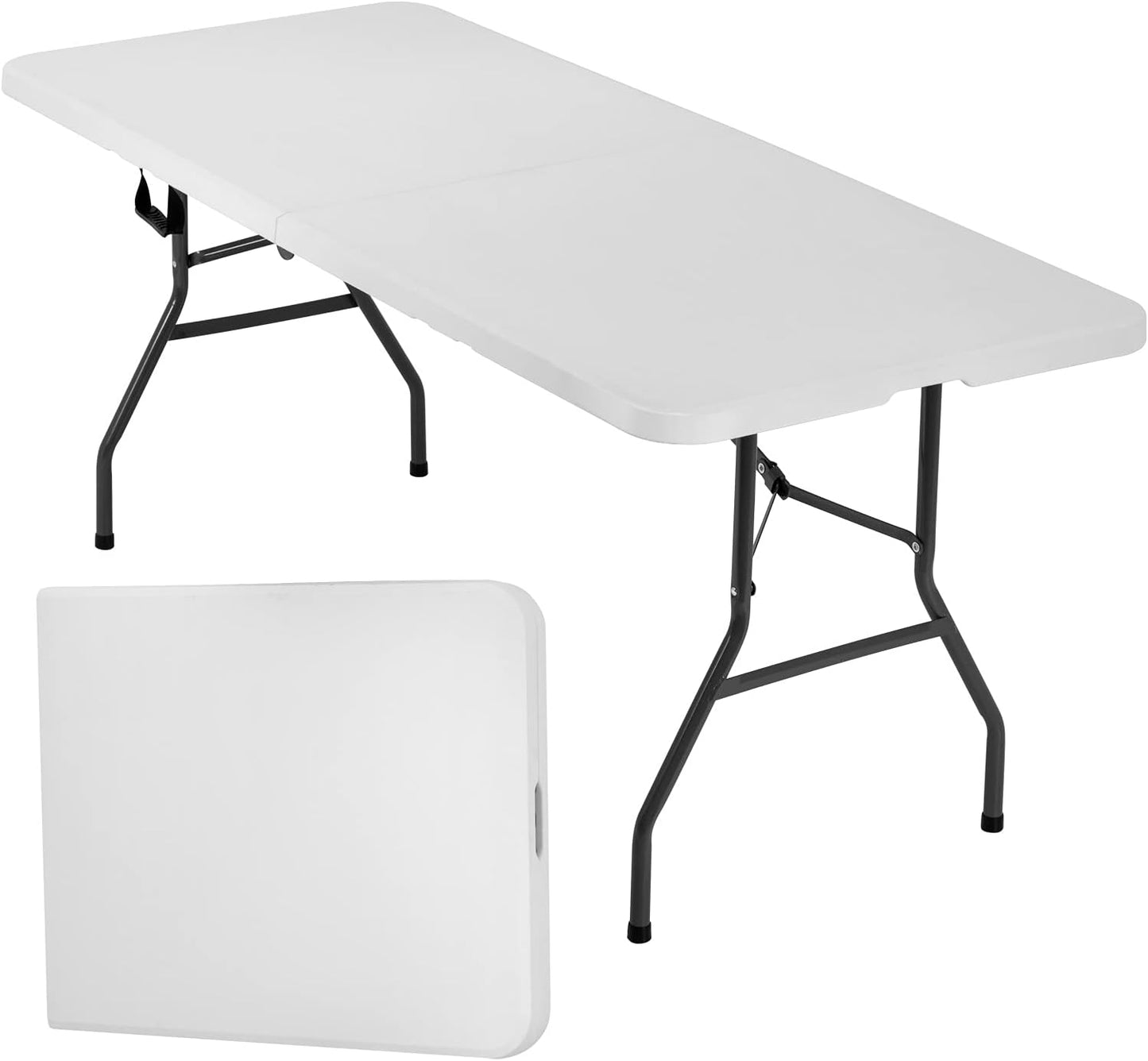 FDW Folding Half Portable Foldable Table for Parties Backyard Events (White, 6 FT 70 * 29) (Black, 6 FT)