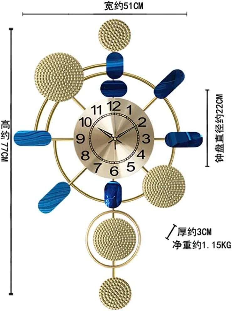 Large Metal Wall Clock Digital Hands Wall Watch Easy Watch Home Living Room Decoration