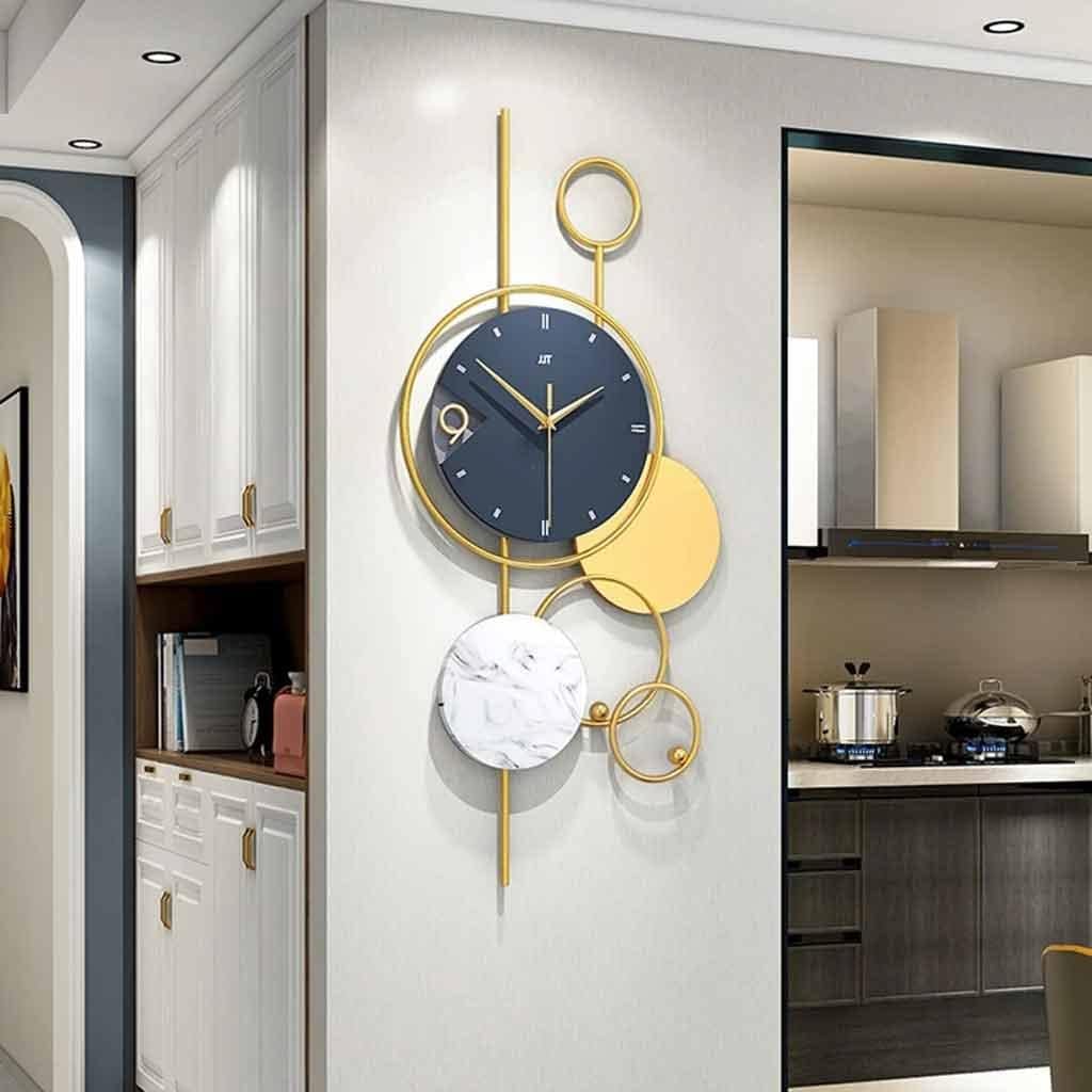 Golden Wall Clock Electronic Quartz Metal Wall Clock Aesthetic Room