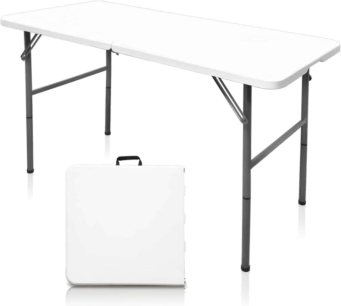 Gocamptoo Folding Table,4ft Indoor Outdoor Heavy Duty Portable Folding Square Plastic Dining Table w/Handle (Balck)