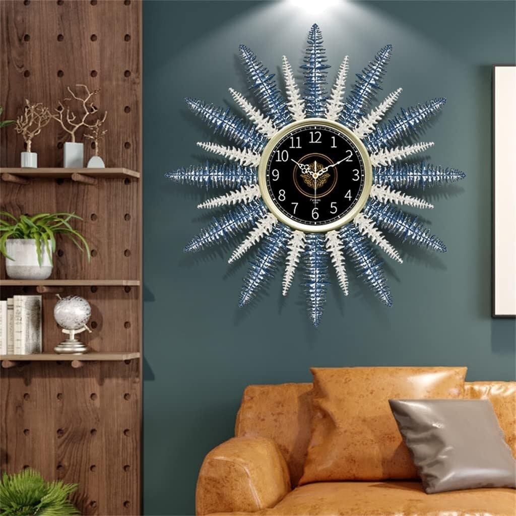 European Style Metal Wall Clock, 56cm Silent Non-Ticking Decorative Clock for Living Room & Bedroom Wall Art