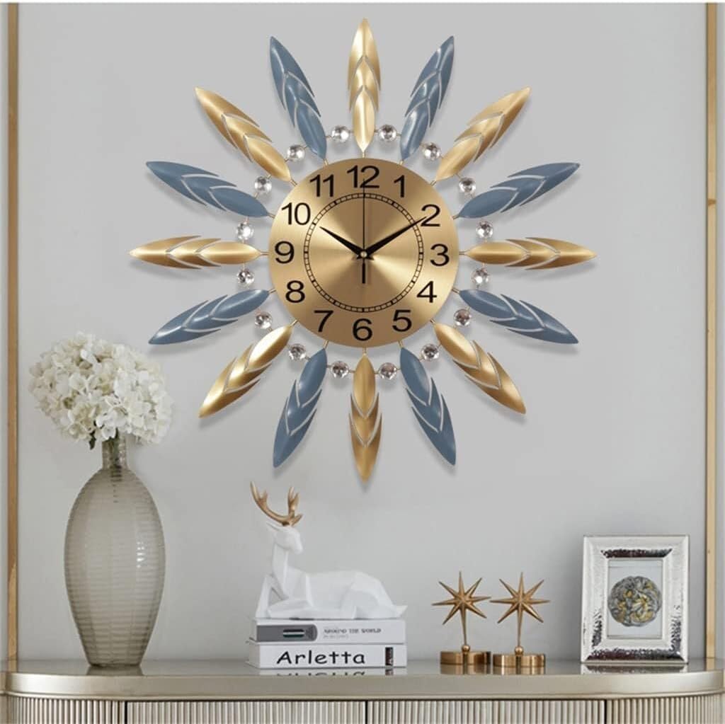 Metal Modern Design Creative Office Wall Clock, Gold Wall Decoration, Stylish, Unique Art Piece for Home or Office