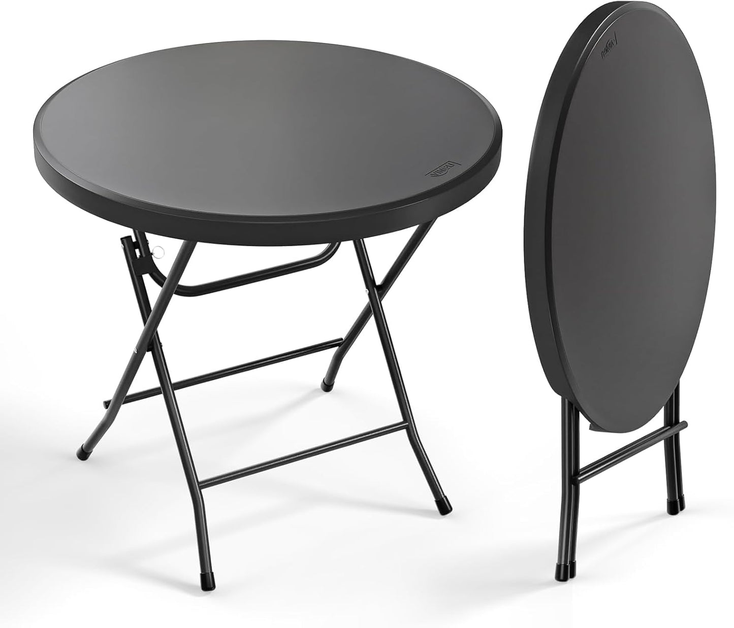VINGLI 32" Round Folding Commercial Banquet Table, Portable Plastic Coffee Card Dining Table for Kitchen or Outdoor Party Wedding Event, 1 Pack, White