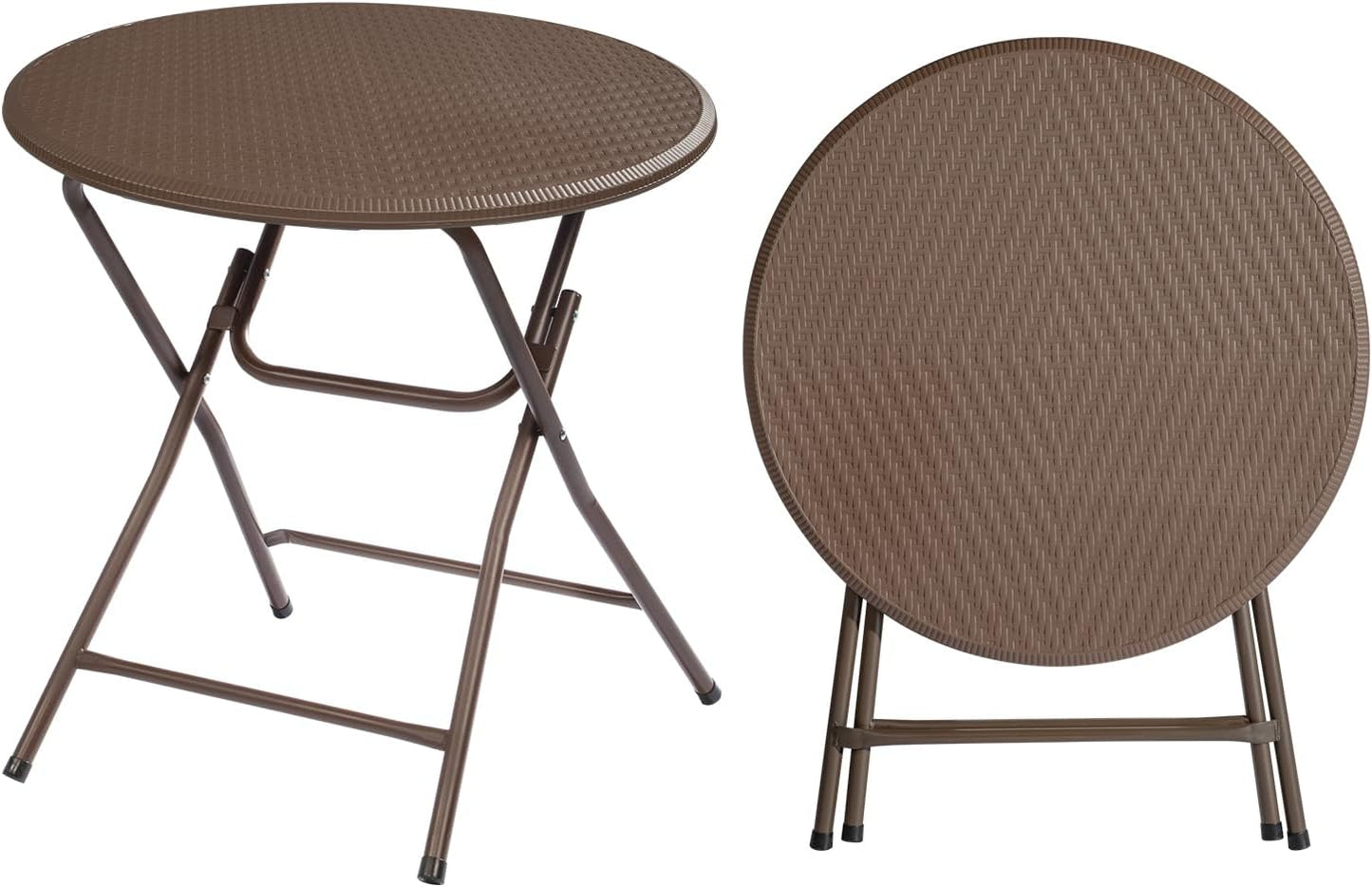 VINGLI 32" Round Folding Commercial Banquet Table, Portable Plastic Coffee Card Dining Table for Kitchen or Outdoor Party Wedding Event, 1 Pack, White