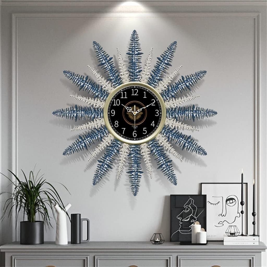 European Style Metal Wall Clock, 56cm Silent Non-Ticking Decorative Clock for Living Room & Bedroom Wall Art
