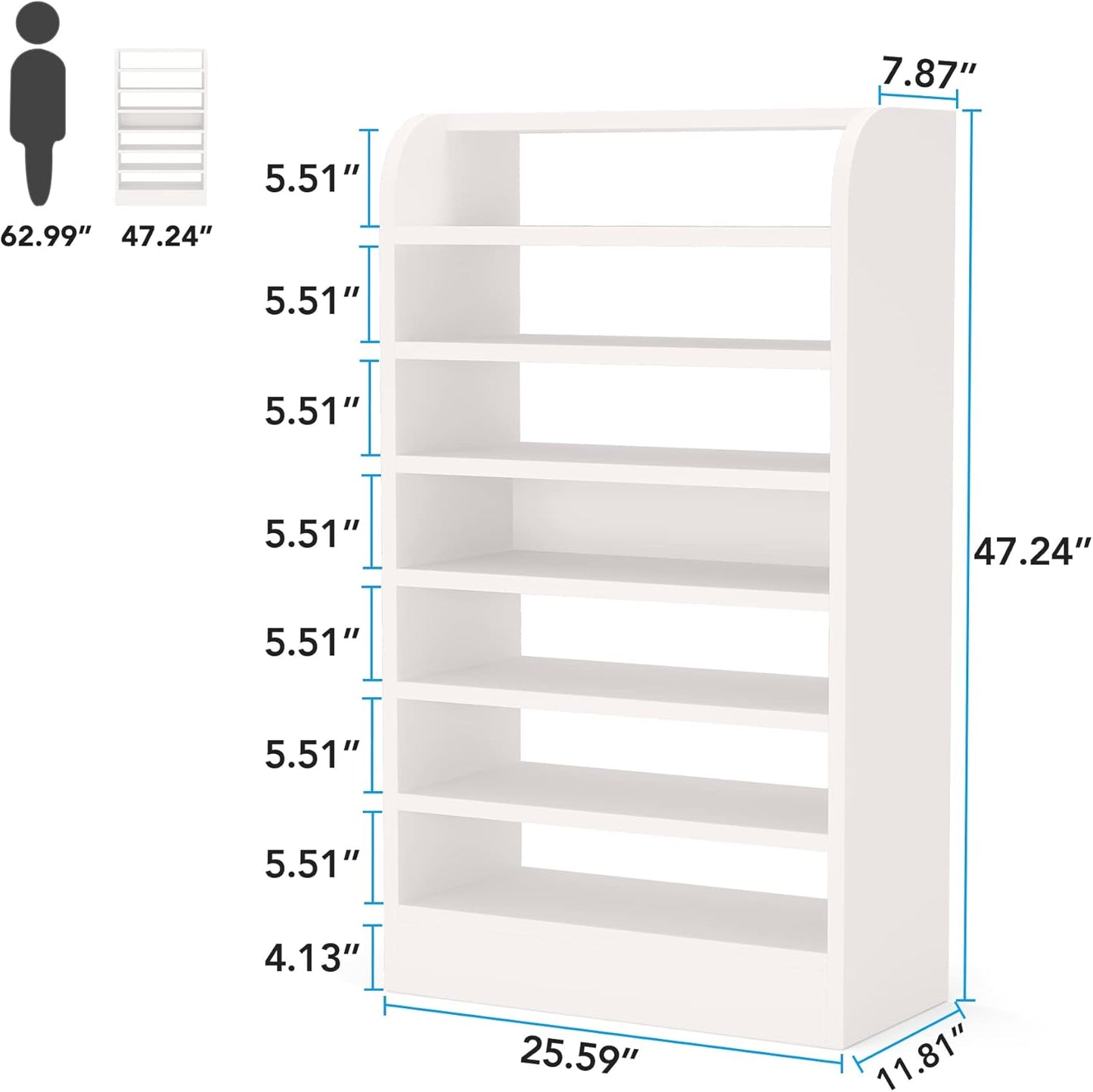 Tribesigns Shoe Rack, 8-Tier Tall Shoe Shelf, Wooden Shoe Storage Cabinet, White