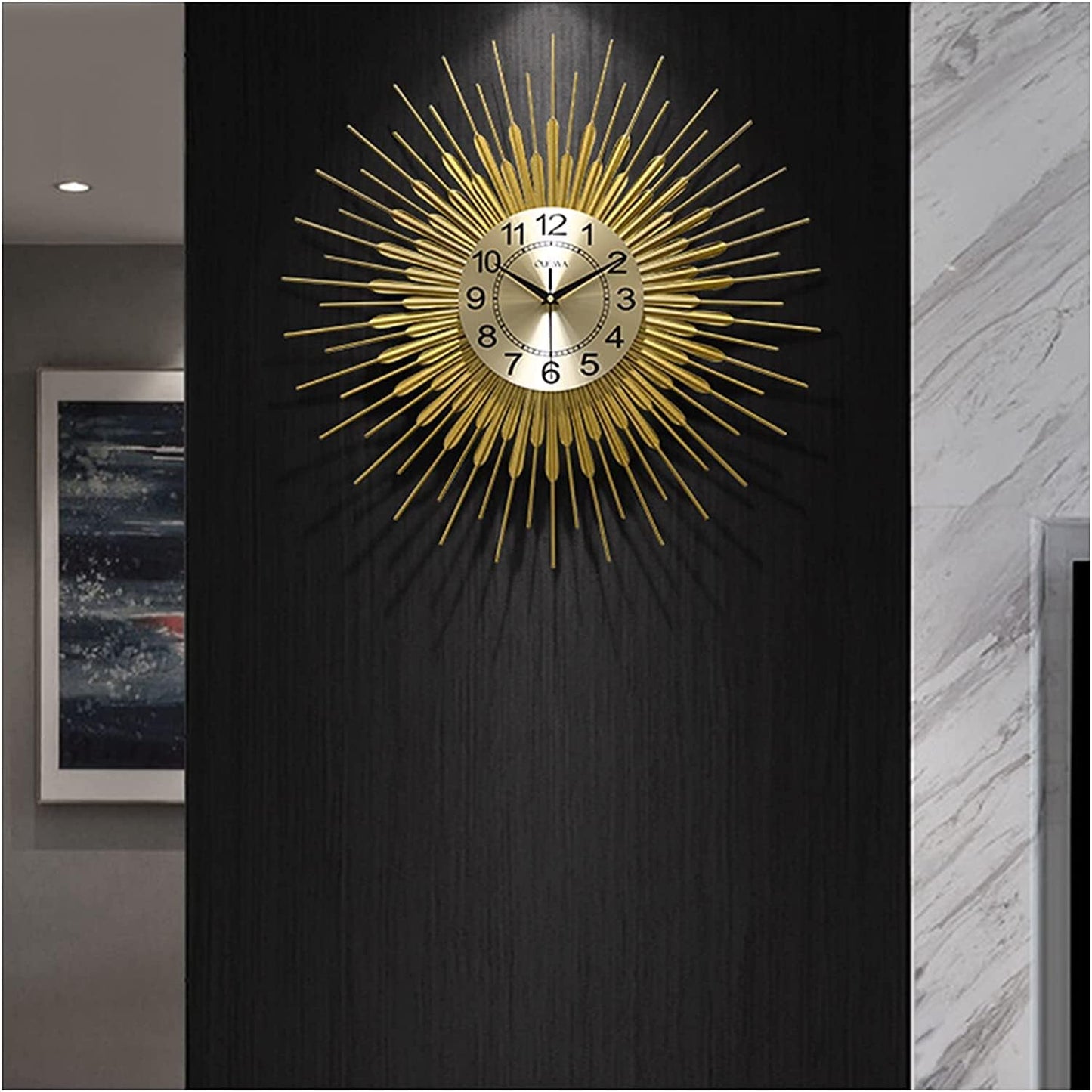 Wall Clock Wall Clocks for Living Room Decoration Large Metal 3D Wall Clock, Silent Non-Ticking Clock, Battery Operated for Bedroom Kitchen Decor (10