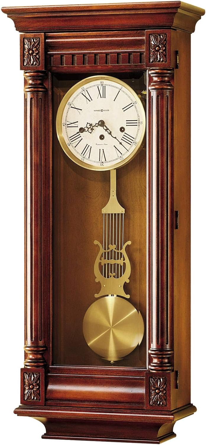 Howard Miller New Haven Wall Clock, Antique Haven Finish with Mechanical - Key Wound Westminster Chime Movement, Light Distressing Home Decor Timepiece for Dining Area, Living Room & Office