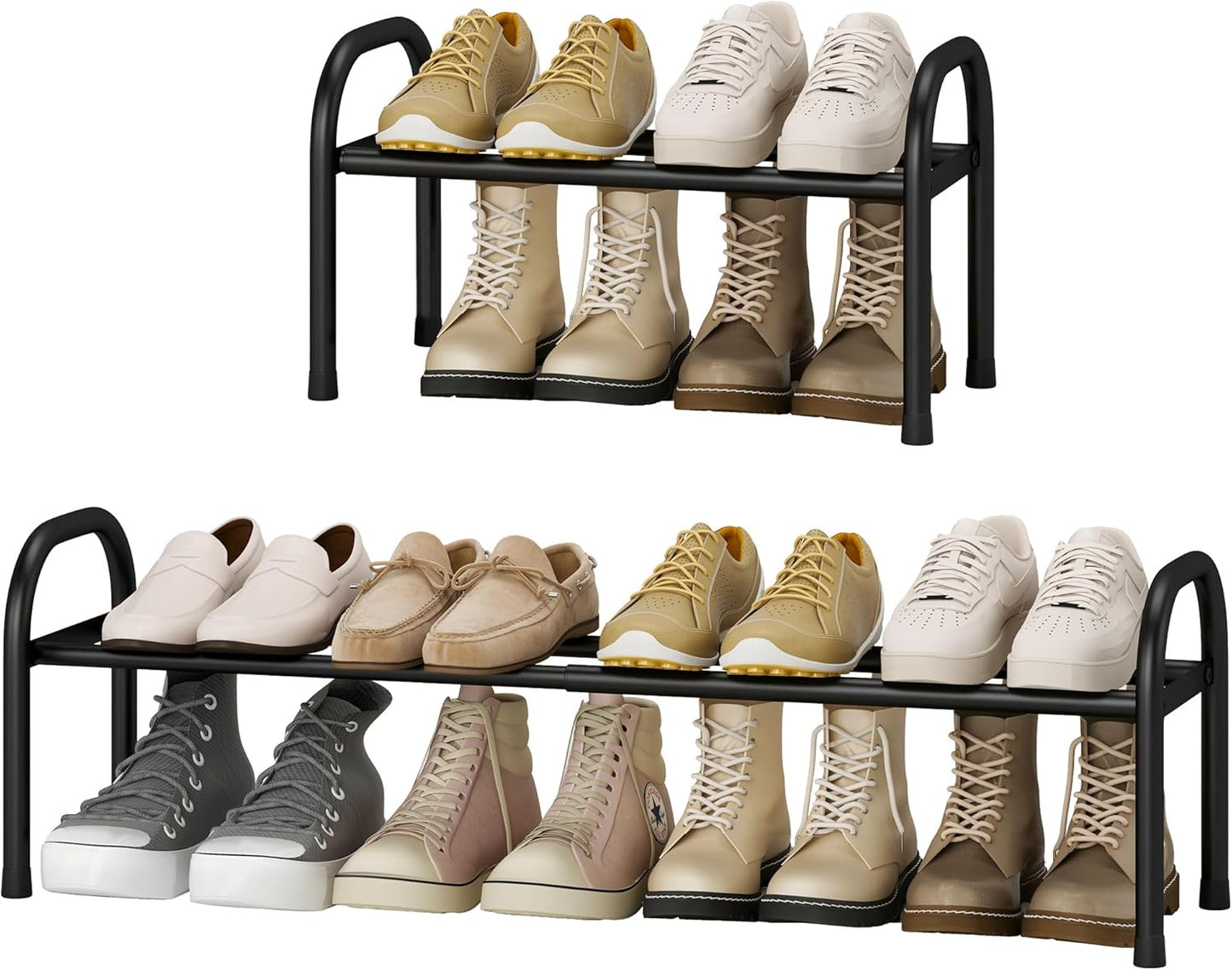 STO STO Expandable Shoe Rack, 10-Tier Metal Tall Shoe Rack for Garage, Up to 44 Pairs Adjustable Shoe Rack Storage for Front Door Entrance, Free Standing Shoe Rack Organizer for Entryway, Black