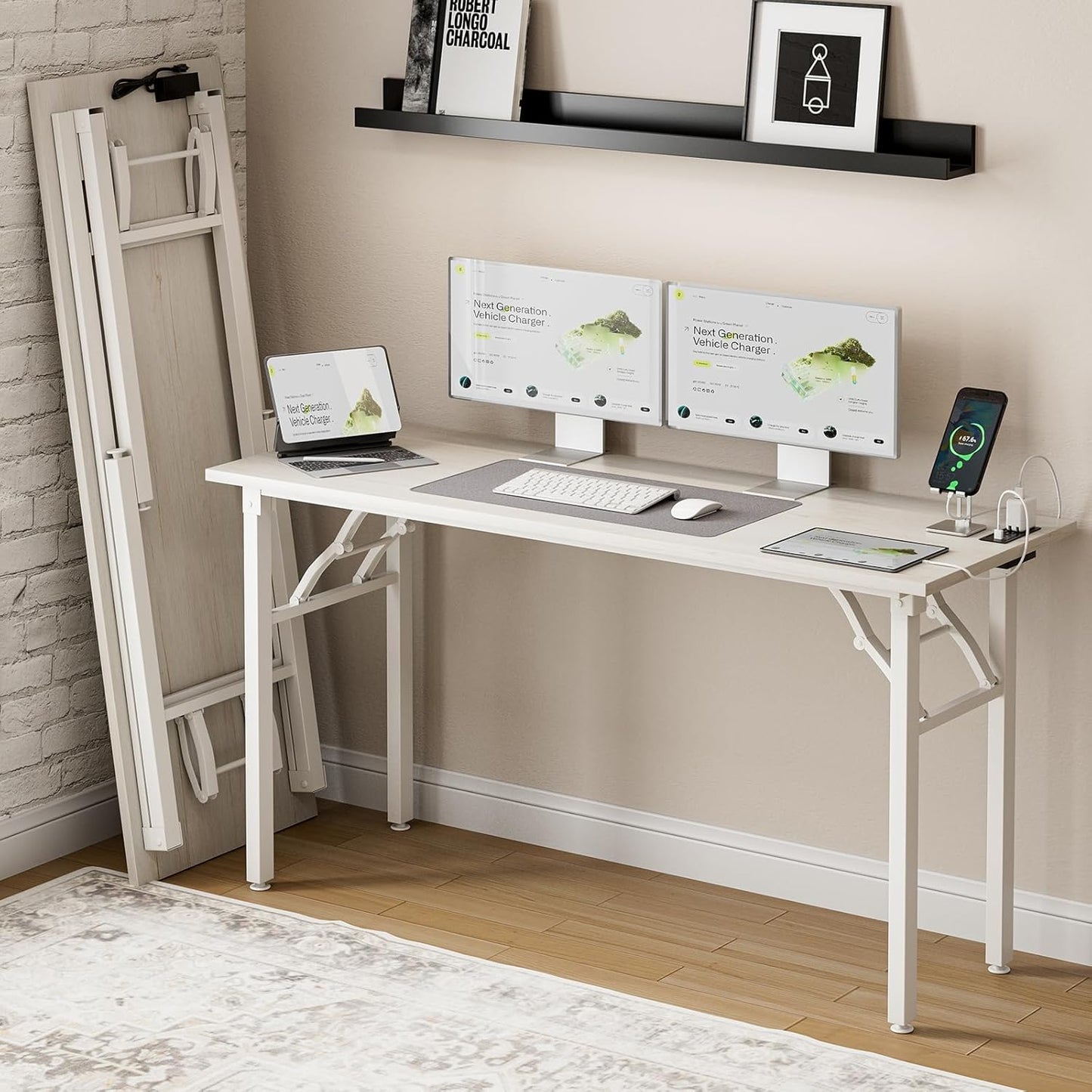 Frylr Small Folding Computer Desk – Portable 35.8 Inch Foldable Laptop Table, Collapsible and Compact for Easy Storage and Fast Setup, Lightweight for Small Spaces, Craft and Study Use, Dark Walnut