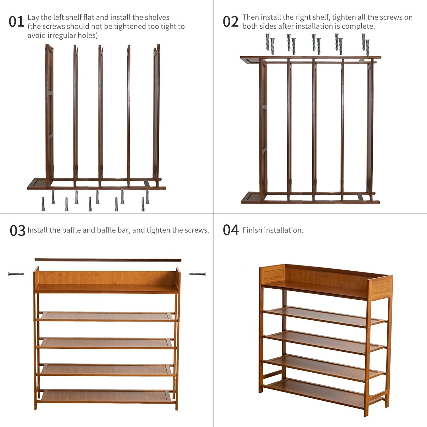 Bamboo Shoe Rack Organizer, 5 Tier Shoe Shelf Storage Organizer, for Entryway, Hallway, and Closet (Nature)