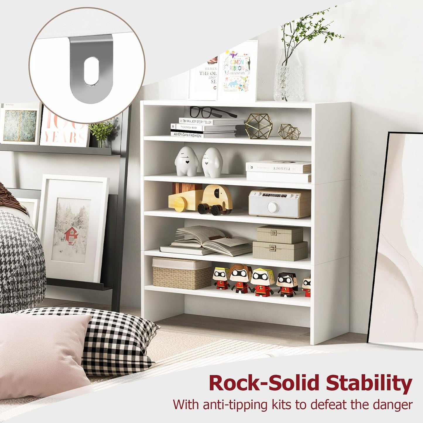 Tangkula Stackble Vertical Shoe Rack, Space Saving 6-Tier Corner Shoe Storage Shelf for 18 Pairs, 3-in-1 Adjustable White Shoe Organizer for Front Door Entryway