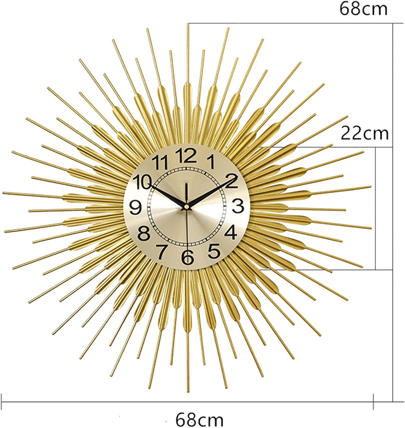 Wall Clock Wall Clocks for Living Room Decoration Large Metal 3D Wall Clock, Silent Non-Ticking Clock, Battery Operated for Bedroom Kitchen Decor (10