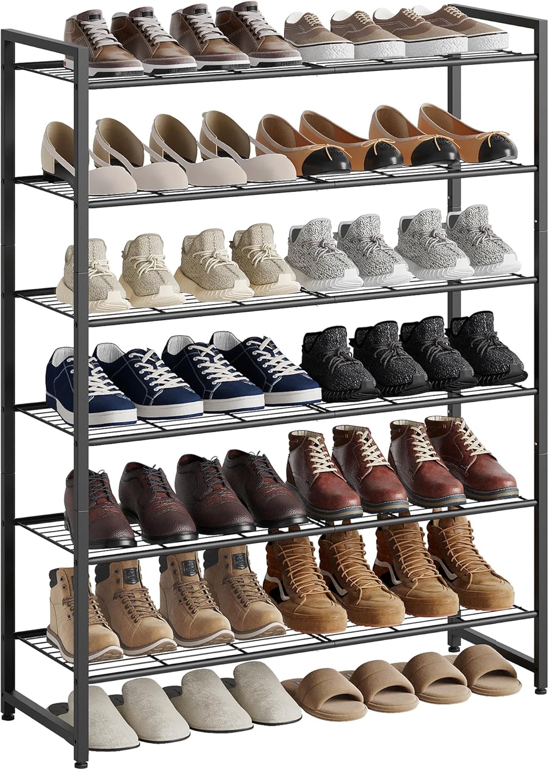 Shoe Rack, Metal Shoe Organizer, 8 Tier Garage Shoe Rack Max Holds 40 Pairs,Shoe Storage shelf for Closet,Entryway, Black