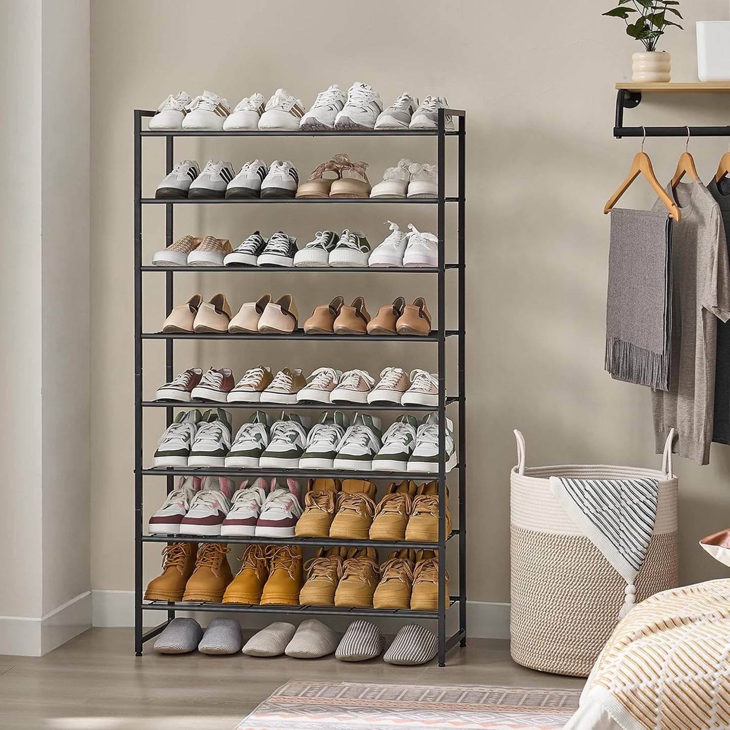 Shoe Rack, Metal Shoe Organizer, 8 Tier Garage Shoe Rack Max Holds 40 Pairs,Shoe Storage shelf for Closet,Entryway, Black