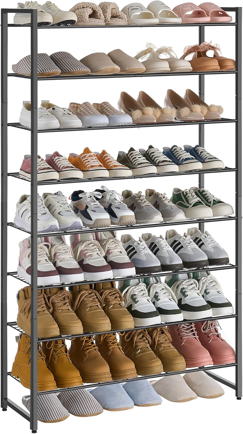 Shoe Rack, Metal Shoe Organizer, 8 Tier Garage Shoe Rack Max Holds 40 Pairs,Shoe Storage shelf for Closet,Entryway, Black