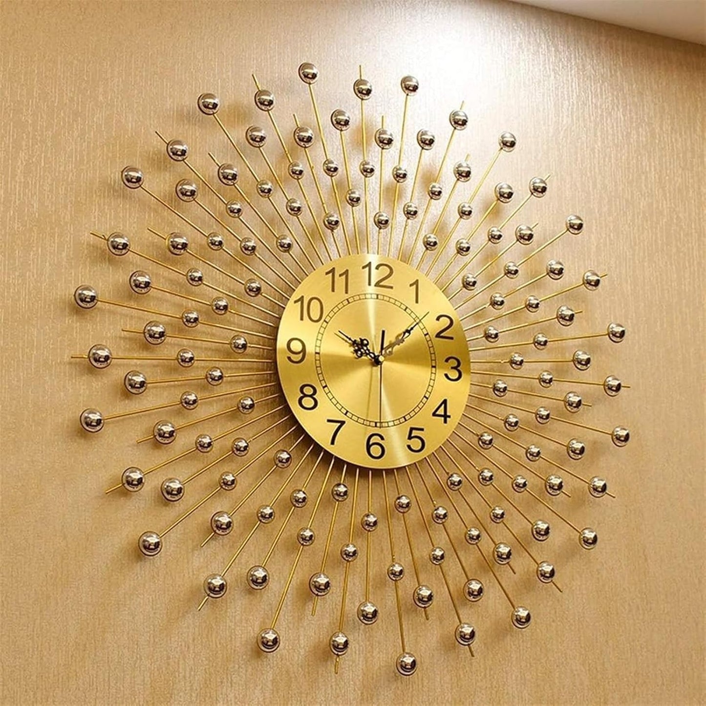 Wall Clock Silent Wall Clock, Round Wall Clock, Silver Silent Wall Clock, Large Modern Minimalist Clock for Home, Bedroom Wall Decor, Horlog