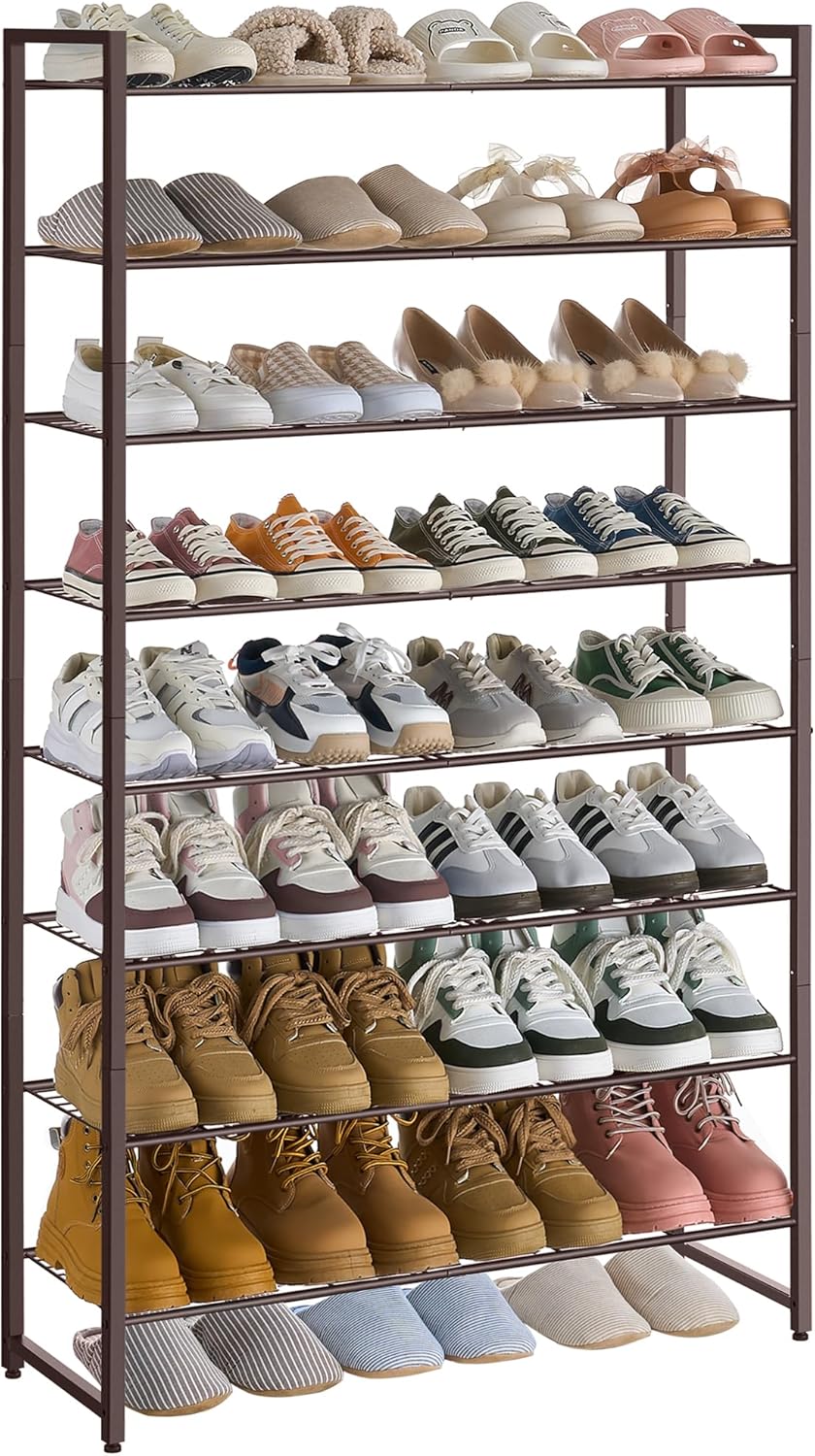 Shoe Rack, Metal Shoe Organizer, 8 Tier Garage Shoe Rack Max Holds 40 Pairs,Shoe Storage shelf for Closet,Entryway, Black