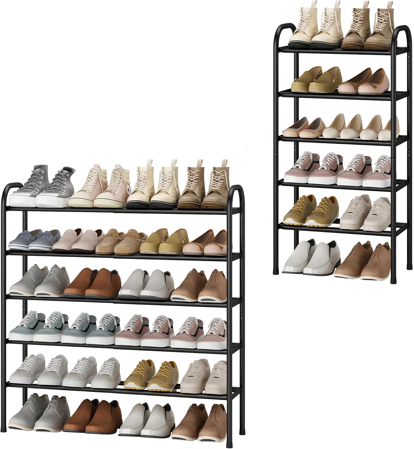 STO STO Expandable Shoe Rack, 10-Tier Metal Tall Shoe Rack for Garage, Up to 44 Pairs Adjustable Shoe Rack Storage for Front Door Entrance, Free Standing Shoe Rack Organizer for Entryway, Black