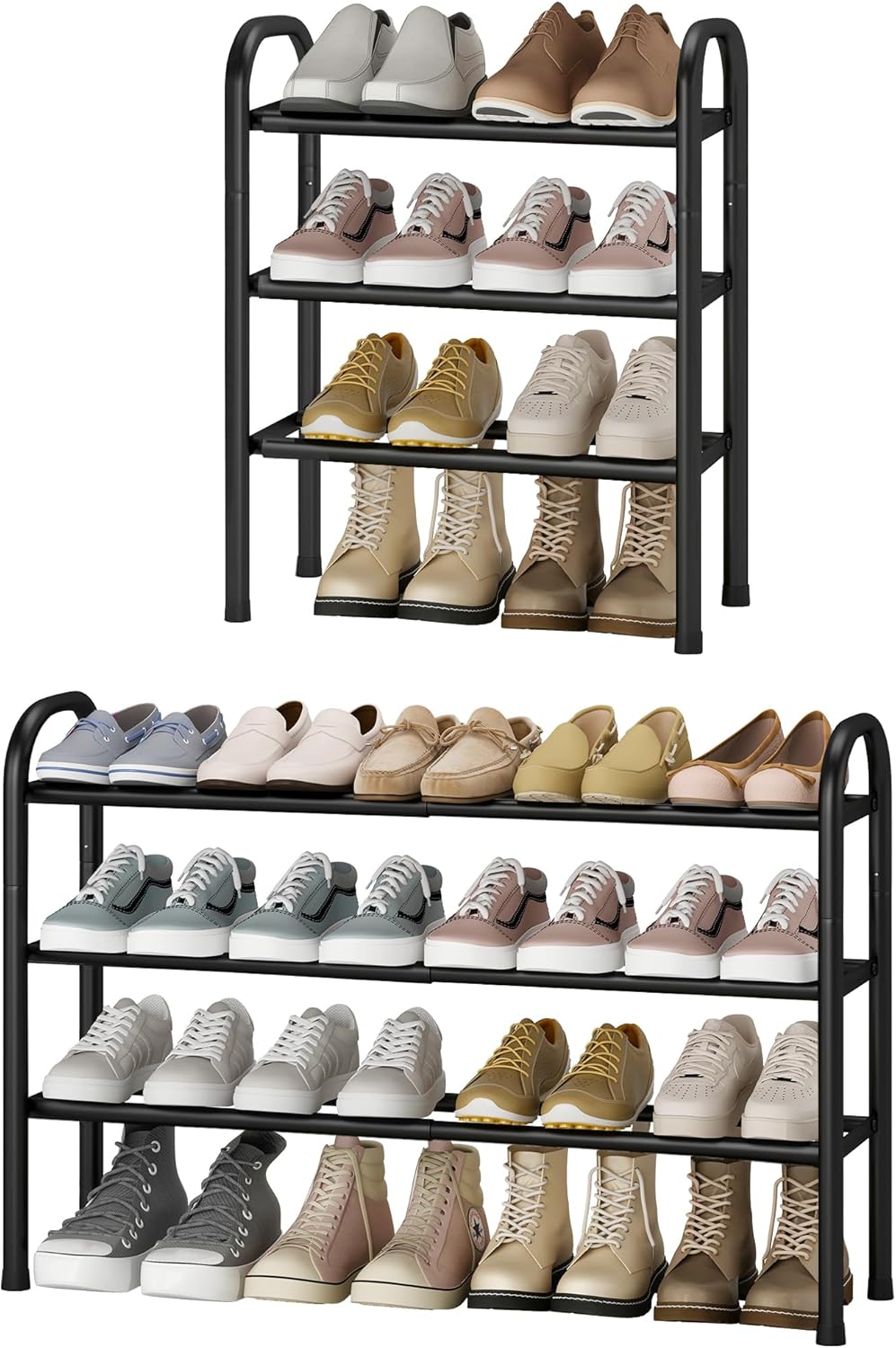 STO STO Expandable Shoe Rack, 10-Tier Metal Tall Shoe Rack for Garage, Up to 44 Pairs Adjustable Shoe Rack Storage for Front Door Entrance, Free Standing Shoe Rack Organizer for Entryway, Black