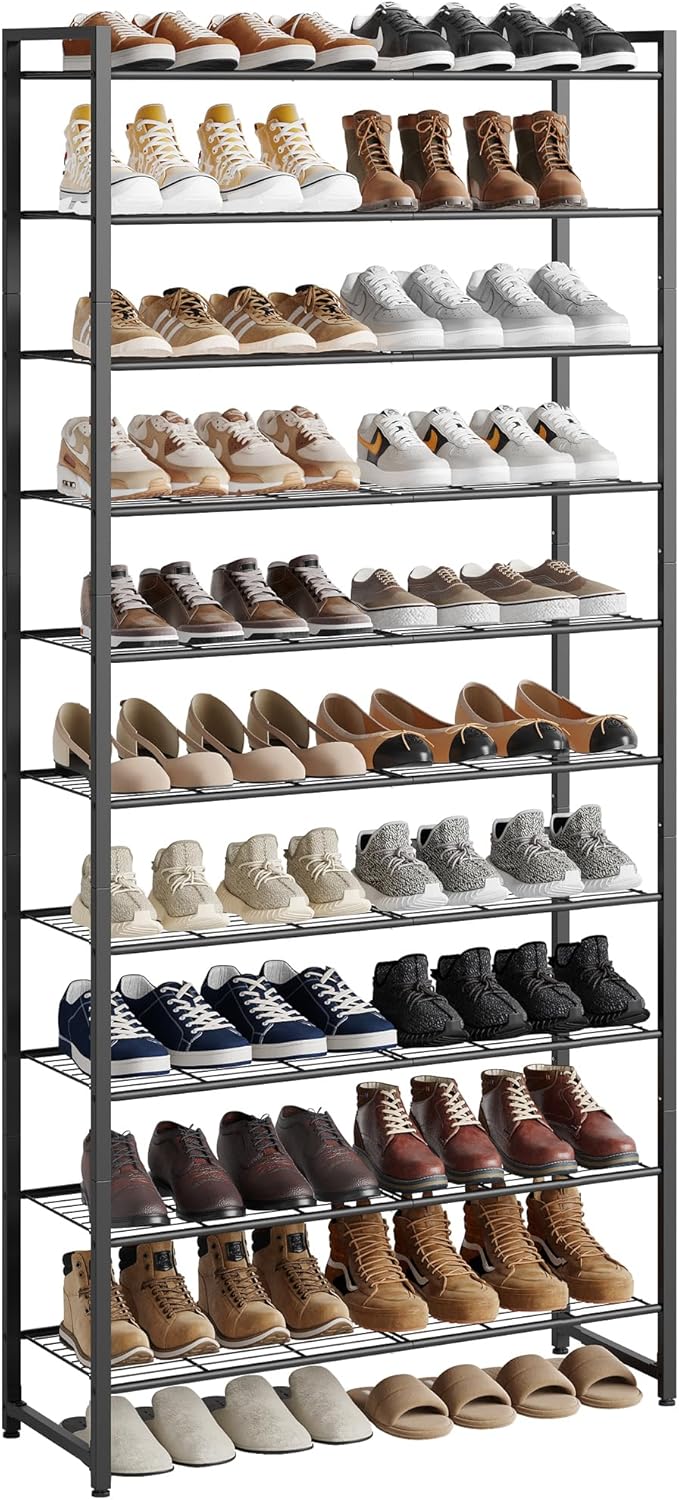 Shoe Rack, Metal Shoe Organizer, 8 Tier Garage Shoe Rack Max Holds 40 Pairs,Shoe Storage shelf for Closet,Entryway, Black