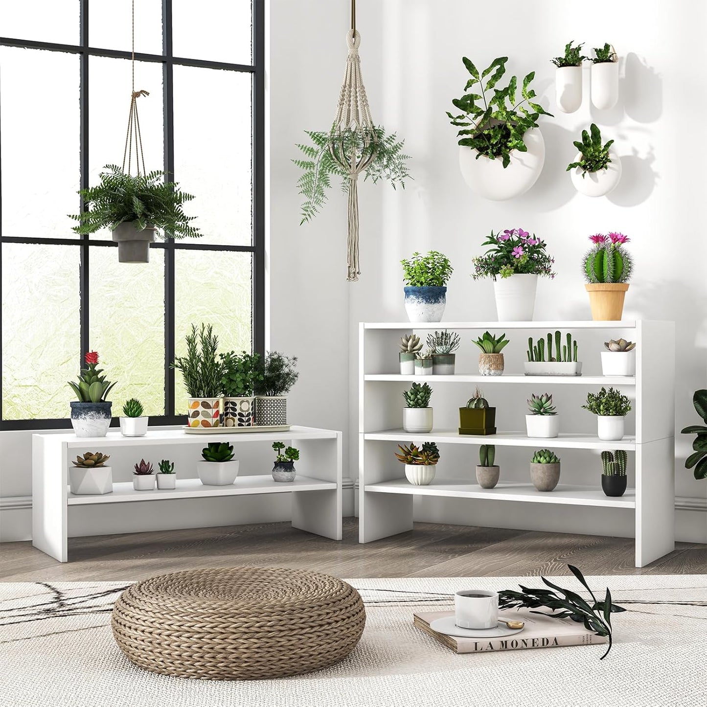 Tangkula Stackble Vertical Shoe Rack, Space Saving 6-Tier Corner Shoe Storage Shelf for 18 Pairs, 3-in-1 Adjustable White Shoe Organizer for Front Door Entryway