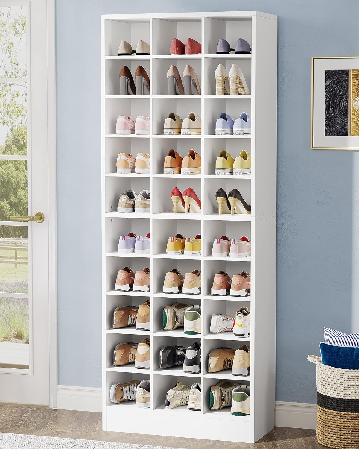 Tribesigns 10-Tier Shoe Storage Cabinet, Espresso Wooden Shoe Rack with 30 Cubbies, Freestanding Tall Entryway Shoe Organizer for Closet, Entryway, Living Room