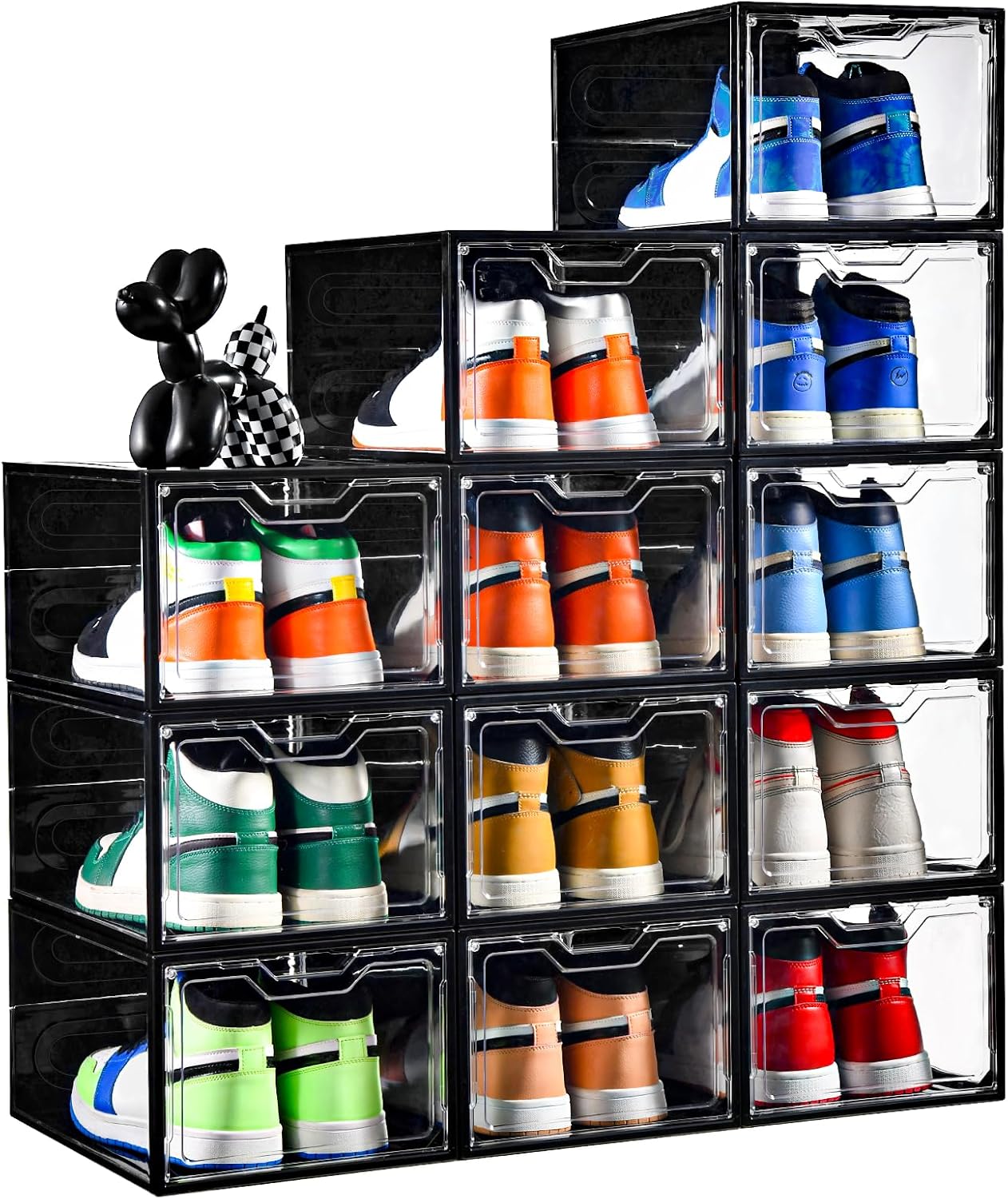 10 Pack Large Shoe Boxes Clear Plastic Stackable,Shoe Storage Organizer with Lids,Shoe Rack for Closet,Shoe Organizer and Shoe Containers for Sneaker Storage, Shoe Display Case Fit up to US Size 13