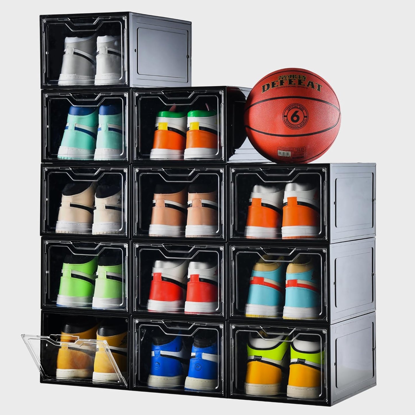 10 Pack Large Shoe Boxes Clear Plastic Stackable,Shoe Storage Organizer with Lids,Shoe Rack for Closet,Shoe Organizer and Shoe Containers for Sneaker Storage, Shoe Display Case Fit up to US Size 13