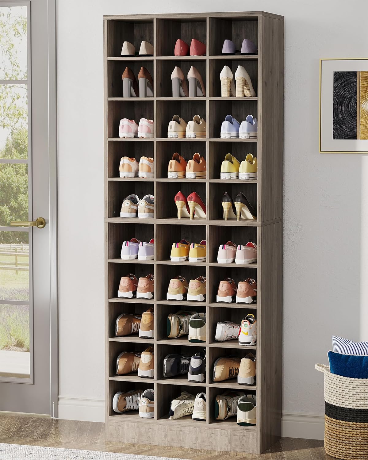Tribesigns 10-Tier Shoe Storage Cabinet, Espresso Wooden Shoe Rack with 30 Cubbies, Freestanding Tall Entryway Shoe Organizer for Closet, Entryway, Living Room