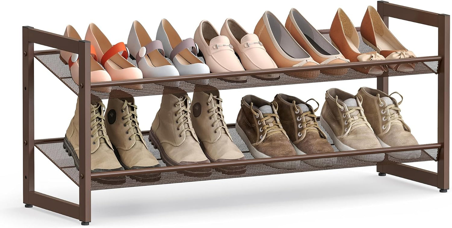 SONGMICS Shoe Rack, 5-Tier Shoe Organizer, Metal Shoe Storage for Garage, Stackable Shoe Shelf, with Adjustable Flat or Angled Shelves, 20-25 Pairs, Charcoal Gray ULMR05GB