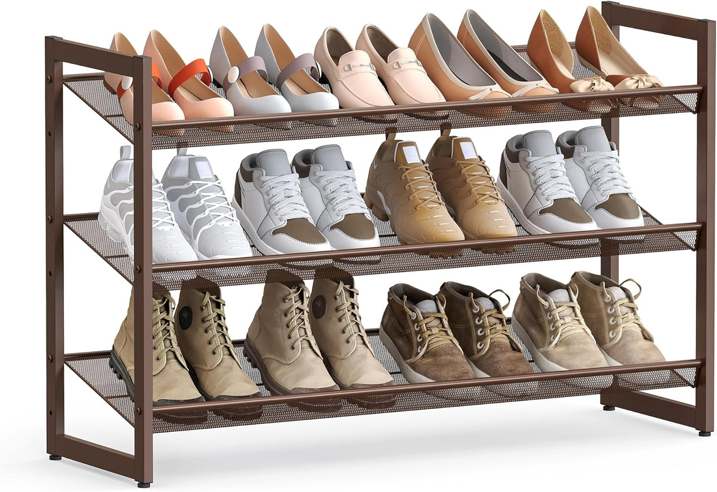 SONGMICS Shoe Rack, 5-Tier Shoe Organizer, Metal Shoe Storage for Garage, Stackable Shoe Shelf, with Adjustable Flat or Angled Shelves, 20-25 Pairs, Charcoal Gray ULMR05GB