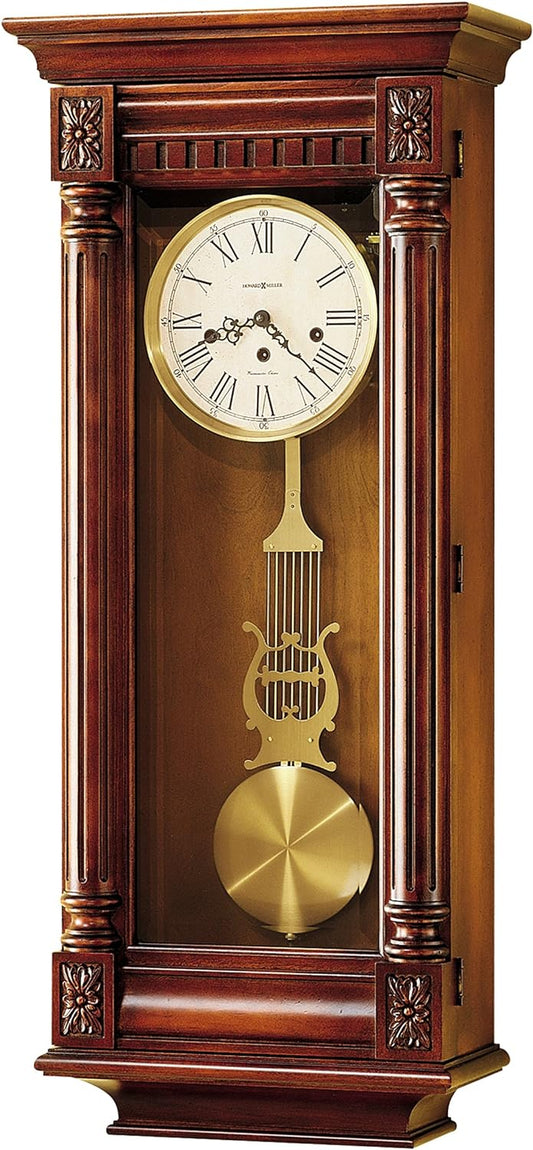 Howard Miller New Haven Wall Clock, Antique Haven Finish with Mechanical - Key Wound Westminster Chime Movement, Light Distressing Home Decor Timepiece for Dining Area, Living Room & Office